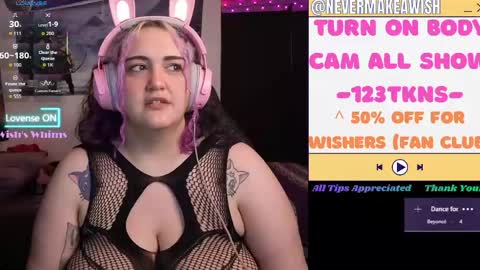 Snapshot of nevermakeawish chatting on 05-19-26, 09:26 Wishs Playground online show from 05-19-26, 09:26
